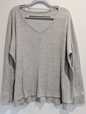 AE Waffel Knit Grey Oversized Sweater - Medium
